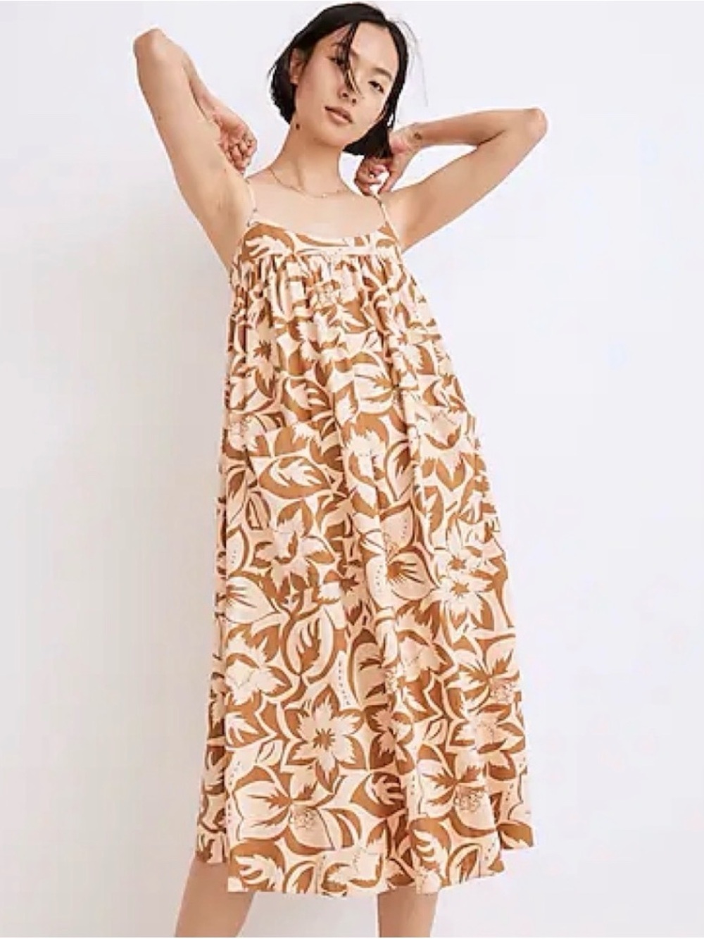 Madewell | Linen-Blend Cami Midi Dress Tropicale Floral - Size M